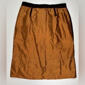 ETRO Milano Copper Silk Pencil Skirt IT 44 / 29” Waist ACTUAL Ribbon Trim Italy